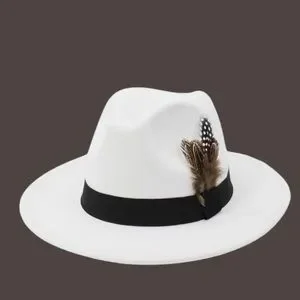 New Classic Unisex tan color Fedora with feather ribbon hat Accessories | New Classic Unisex Tan Color Color Fedora With  main image 2